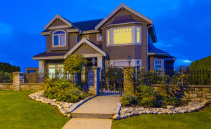 modern house with matching style garden