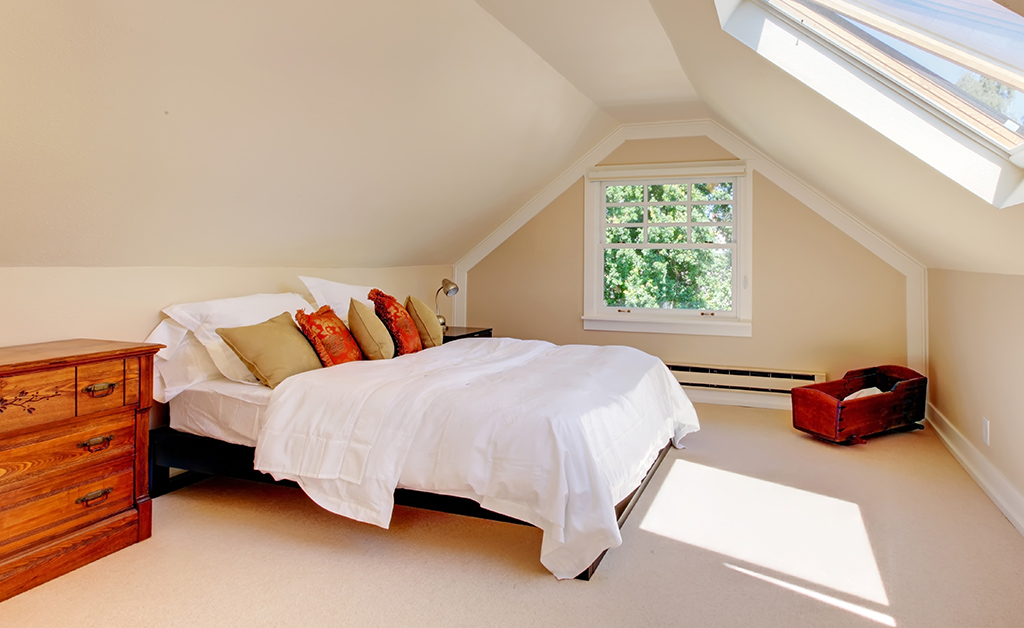 Guest bedroom in an attic