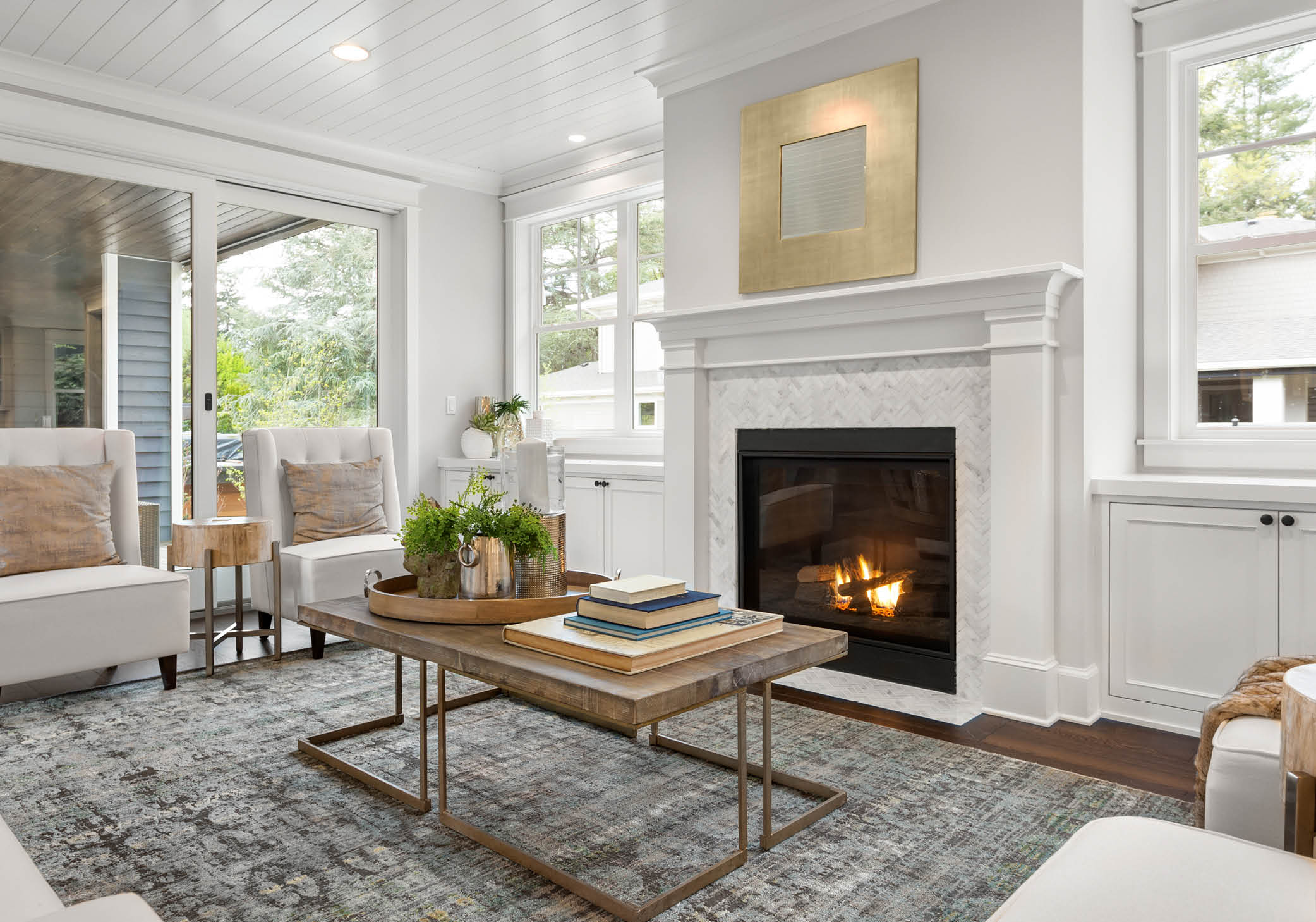living room with fireplace